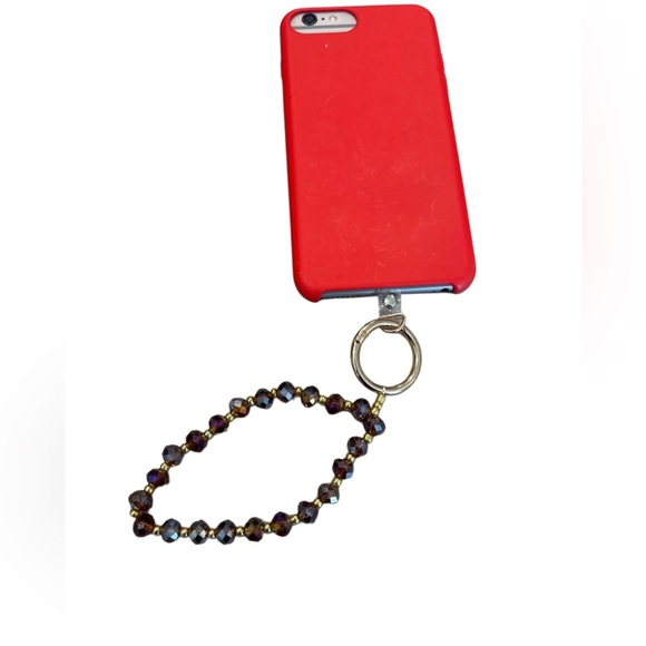 Elegant Gold and Brown Beaded Bracelet Keychain - Picture 2 of 3